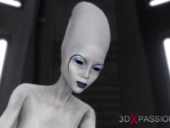 3d alien dickgirl fucks a hot ebony in the space station
