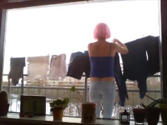 Anouk Tranny Slut – Hanging Laundry Outdoor