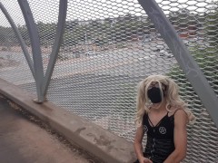 Arizona Goth CD Femboy Public Exhibition On Bridge