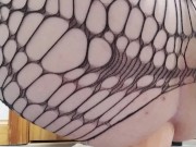 Caged femboy destroys his bussy on huge dildo during late night session