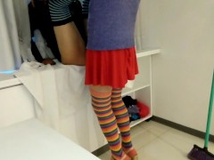 cleaning girl, with t,r,v pervert wants to increase, big ass big cock, brunette, latina