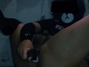 Femboy plays with his long dildo