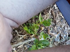 FTM Squatting Pee Outside On Plants