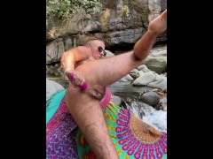 Ftm Trans guy self pleasure anal massage and toy