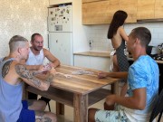 Husband’s friends fucked his wife while cooking dinner on the kitchen table – 1.205