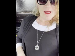 Kitten plays naughty in the “Constitution Hall” parking lot, granny tranny on the hunt!