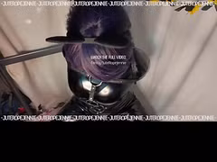 Latex femboy struggling in TIGHT leather armbinder and straps