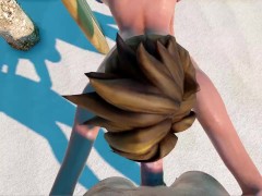 Overwatch Mercy and Tracer dp deepthraot and threesome on the beach