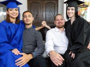 Proud StepDads Give Their Girls Hazel Heart & Remi Jones Sloppy Facial For Graduation – DaughterSwap