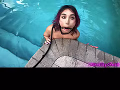 Puppy Girl Pissed on and Fucked by Dominant Daddies Poolside