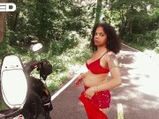 REAL SOLO FEMALE PUBLIC OUTSIDE NAKED BIKER FEM SISSY SUBMISSIVE EBONY COSPLAY RED