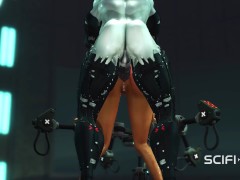 Sci-Fi sex machine. A super sexy brunette gets fucked by humanoid robot shemale