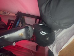 Shoe Shiner Trans Femboi makes Sub Clean Her Boots