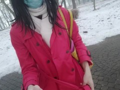 Sissy femboy flashing in a park
