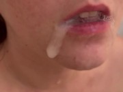 Submissive Redhead Takes Multiple Loads – Bukkake Gangbang