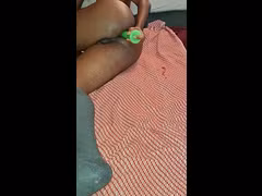 Tran girl pleasuring her anal with 8in dildo