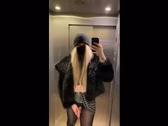 Trans almost catched and cumming in elevator