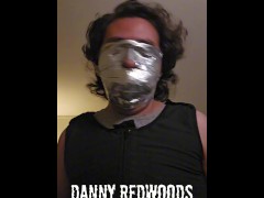 Trans Man Self-Gagged w/ Socks & Silver Duct Tape