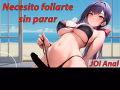 JOI Anal hentai en español. Tu novia con polla quiere follarte en la playa.