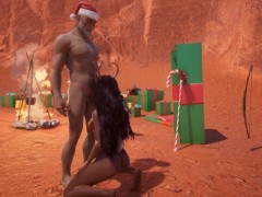 Santa gives cum to reindeer girls: fuck, facial, futa (wild life game)