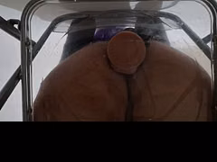 POV: Dirty Talk Fat Ass Trans Raven Facesitting and Anal Creampie after Riding Dildo through Transparent Chair